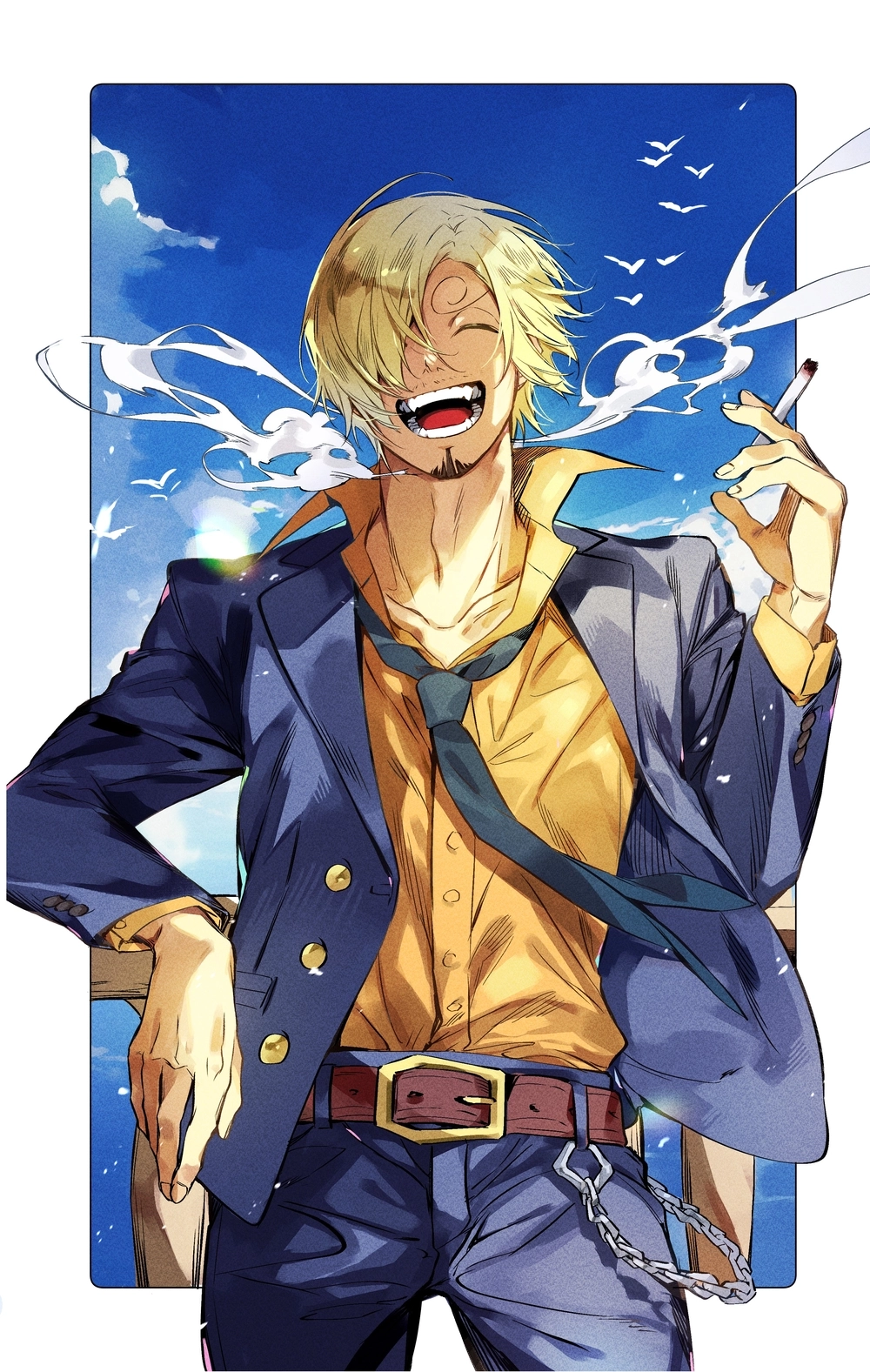 Vẽ Sanji sinh động thể hiện nét điển trai và phong thái đặc trưng