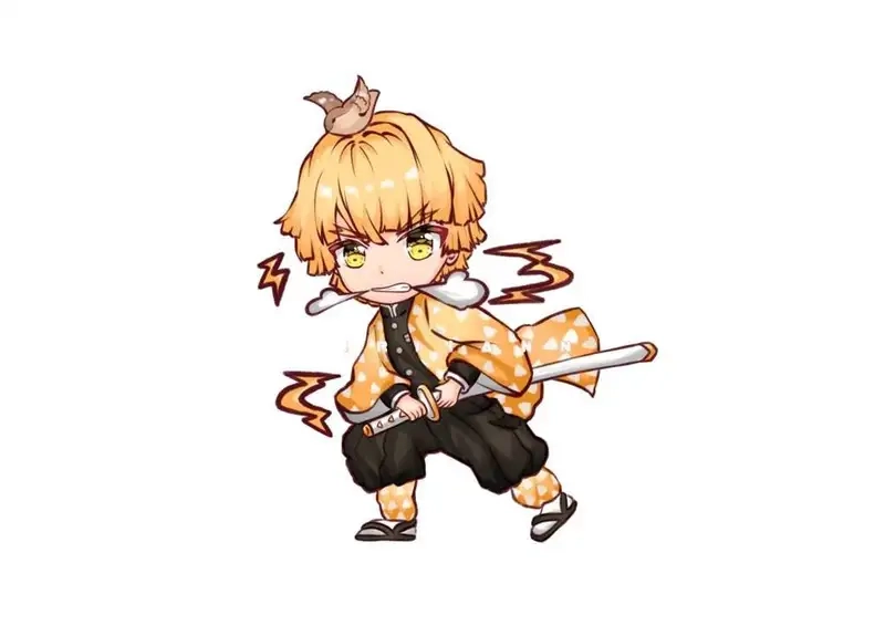 Ngắm Zenitsu chibi hoạt hình phong cách vui nhộn