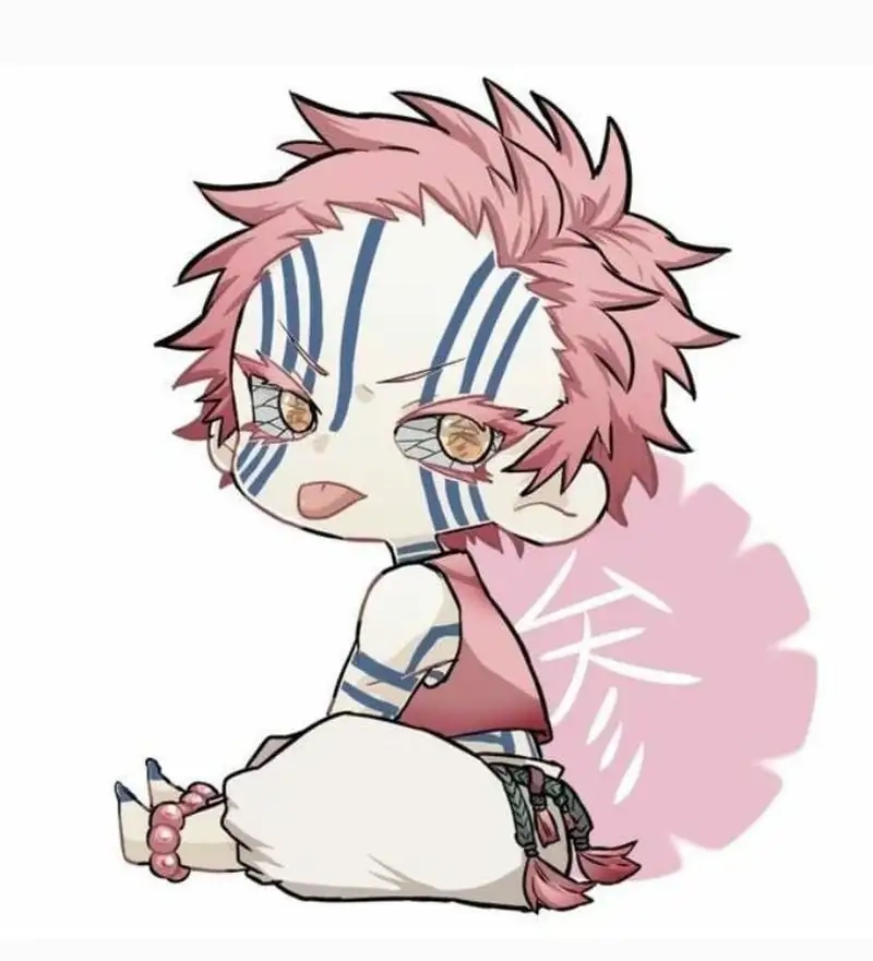 Ngắm Akaza Demon Slayer chibi sinh động và vui nhộn
