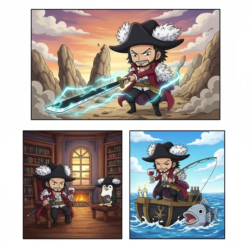 Ngắm Dracule Mihawk chibi fanart cực kỳ sáng tạo