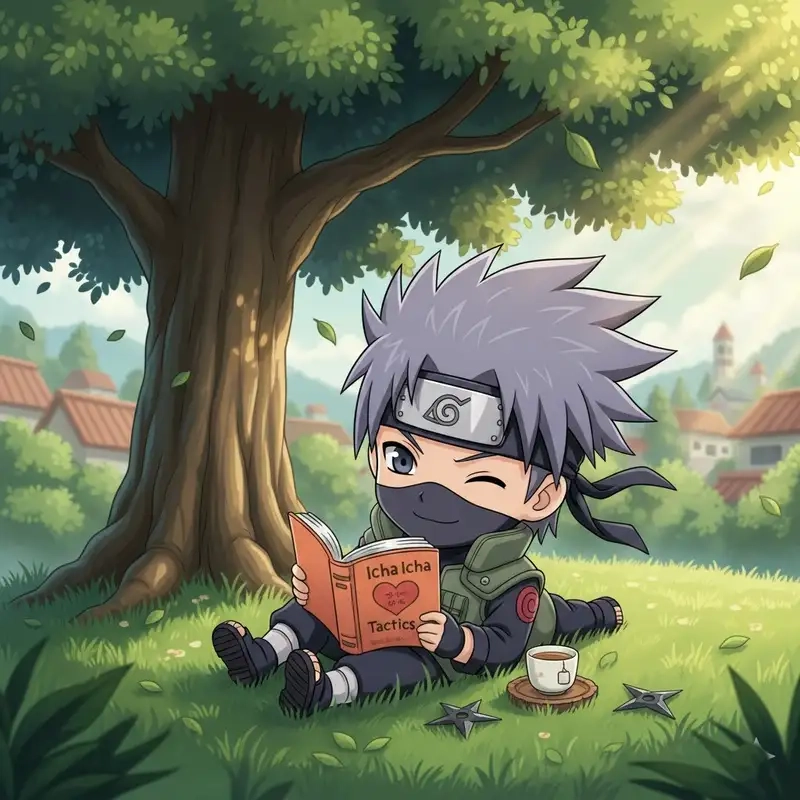 Thư giãn cùng Kakashi chibi đọc sách ngộ nghĩnh