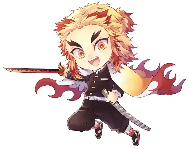Ảnh chibi Kyojuro Rengoku dễ thương đáng yêu khiến fan mê mẩn