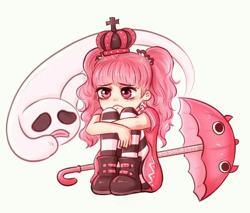 Perona chibi bên Luffy cực sinh động