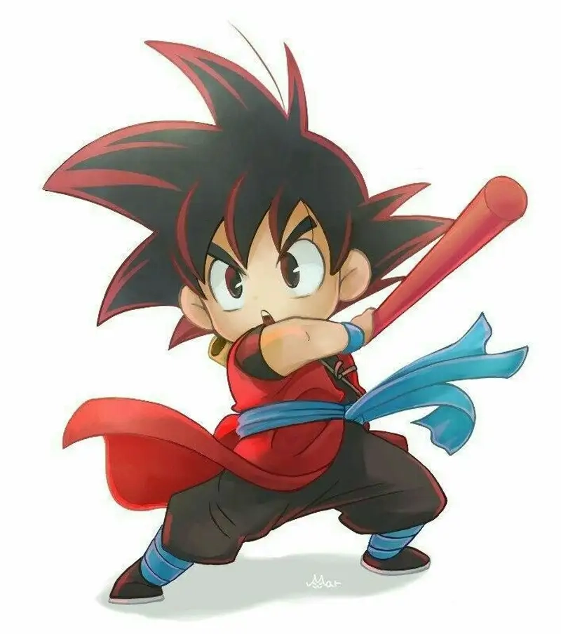 Đầy phong cách chibi Son Goku đội chiếc băng đầu Naruto