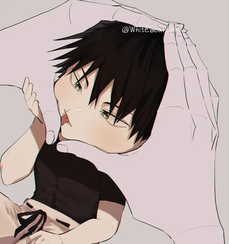 Toji Fushiguro anime chibi fanart cười lăn lộn
