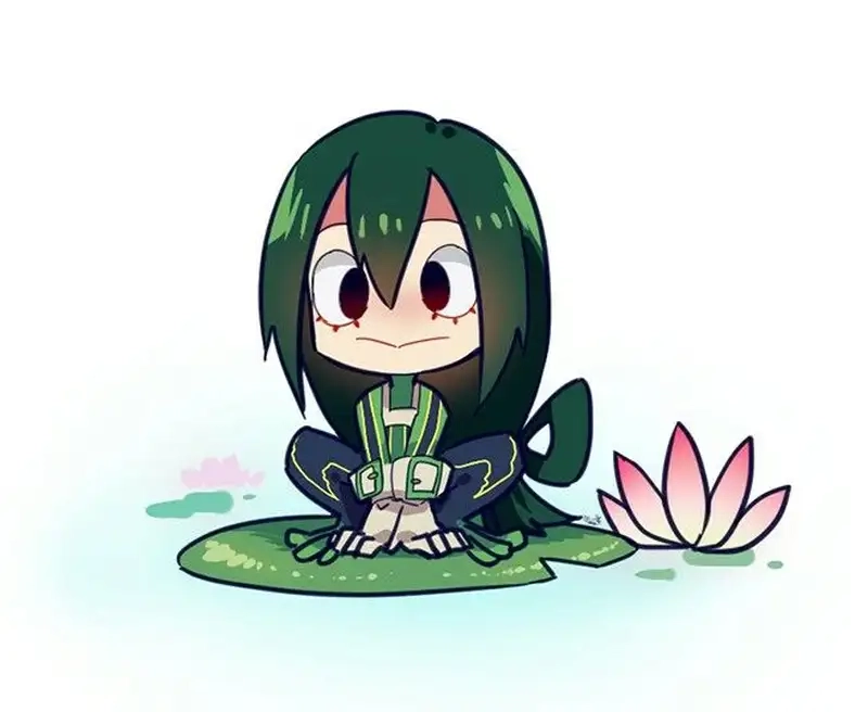 Tải Tsuyu Asui chibi PNG nền trong suốt cực tiện dụng