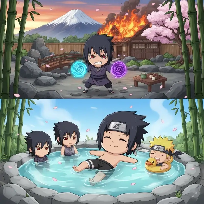 Trang trí màn hình với Hình nền Sasuke chibi độc đáo