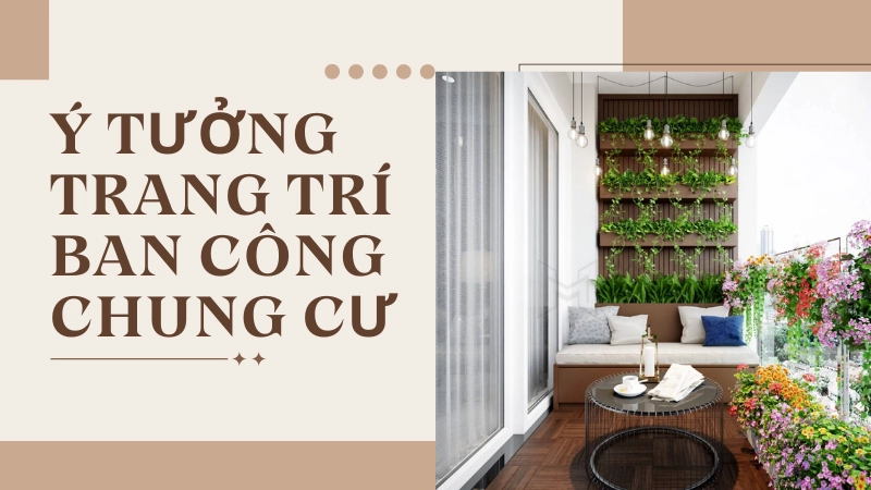 Mẫu thiết kế trang trí ban công chung cư kết hợp sàn gỗ và cây xanh