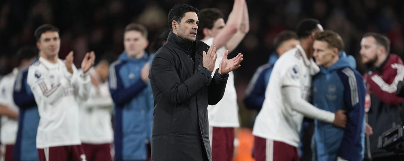Arsenal manager Mikel Arteta celebrates after the Premier League match at the Vitality Stadium Bournemouth