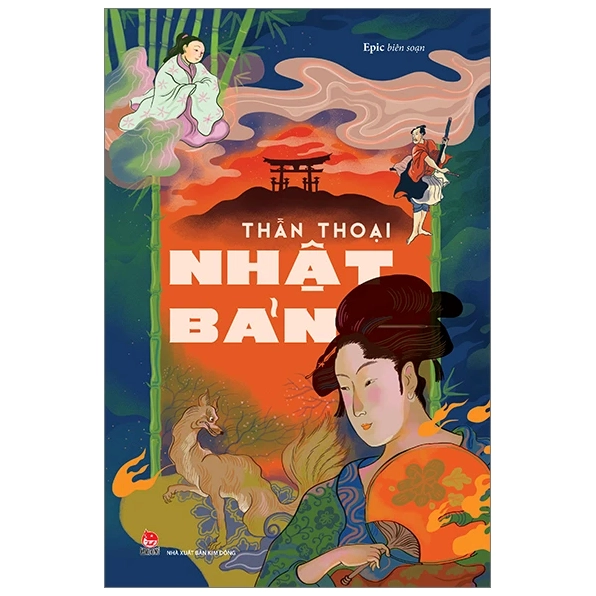 Bìa cuốn sách Thần thoại Nhật Bản mang đậm phong cách truyền thống