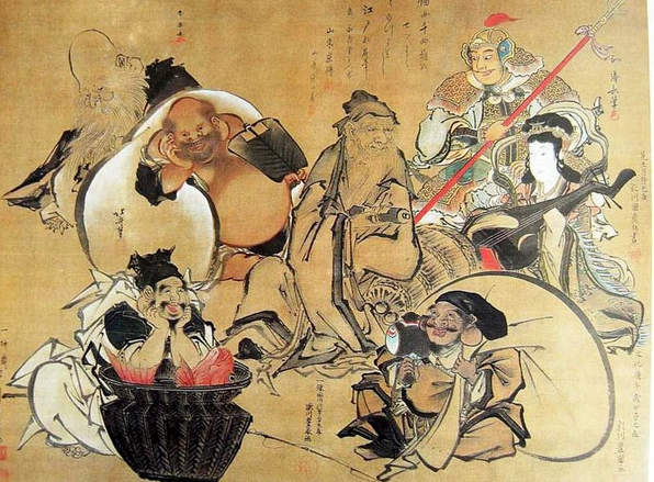 Bức tranh về Thất Phúc Thần mang lại may mắn trong văn hóa Nhật