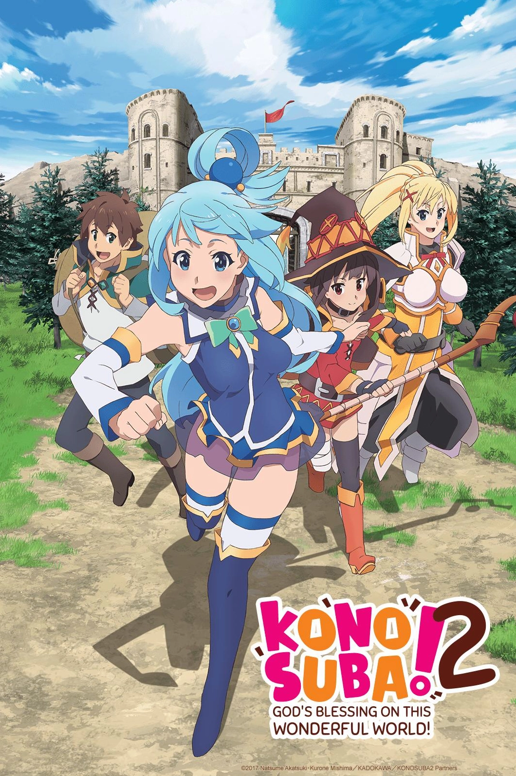 Hình ảnh quảng bá Konosuba Anime Season 2 với các thành viên tổ đội