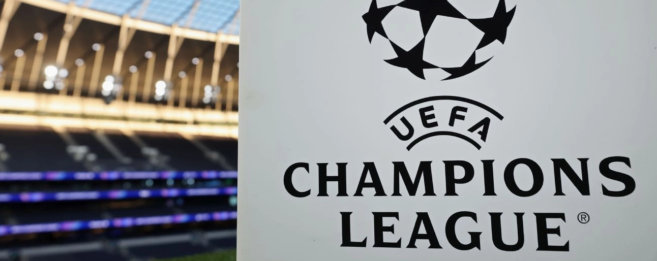 LONDON ENGLAND MARCH 18 Detailed view of UEFA Champions League signage during the UEFA Champions League 2025 26 Round of 16 Second Leg