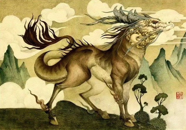 Thần núi Trung Sơn với hình dáng uy nghi được khắc họa trong sách cổ