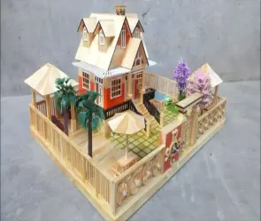 Cách làm nhà bằng que kem hai tầng cực sang chảnh tại gia