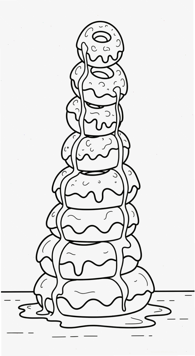 hình tô màu Tranh Tô Màu Bánh Donut cho bé 8 tuổi