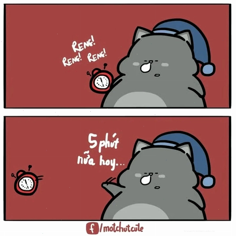 Meme bật báo thức và ngủ tiếp thường thấy