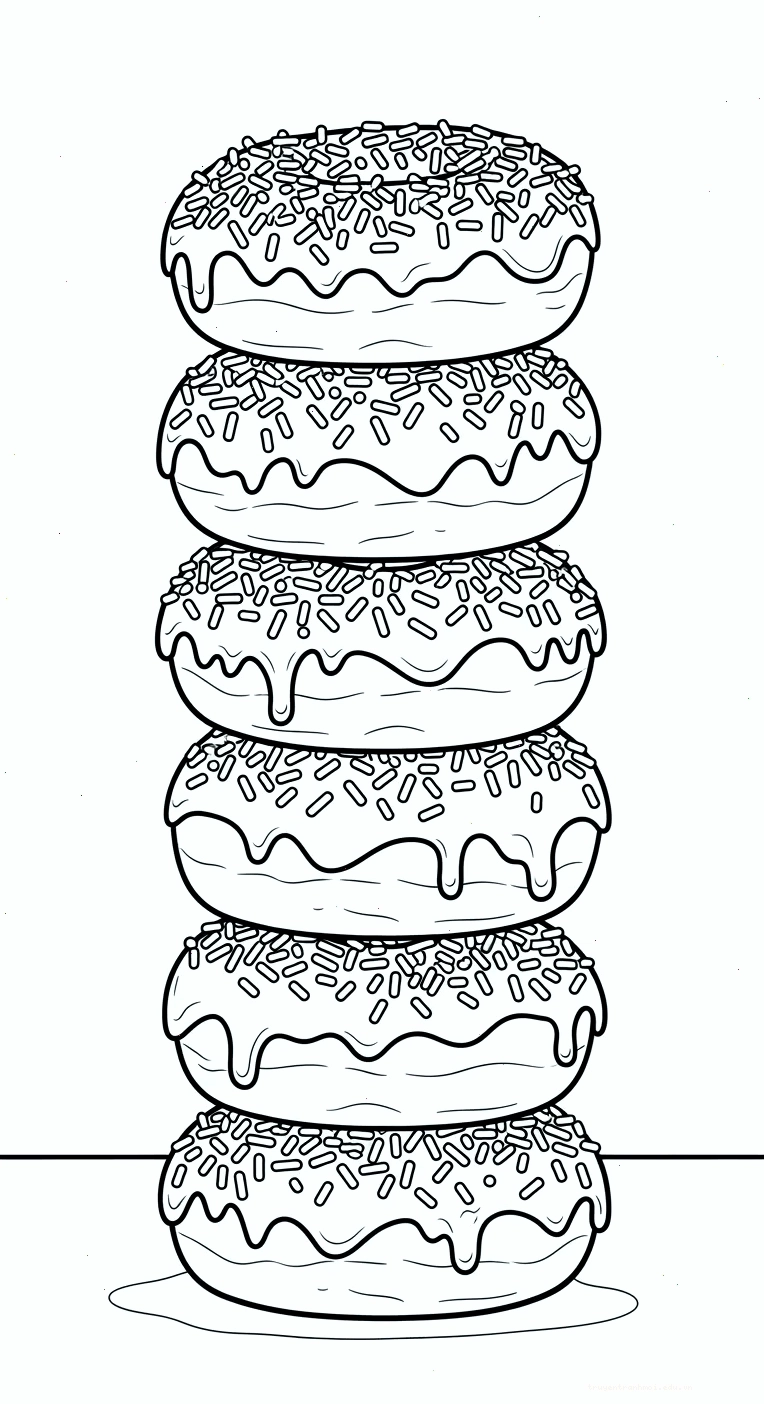 tranh tô màu Tranh Tô Màu Bánh Donut cho bé 7 tuổi miễn phí 1